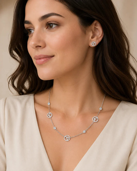 Silver Monogram Jewelry Set