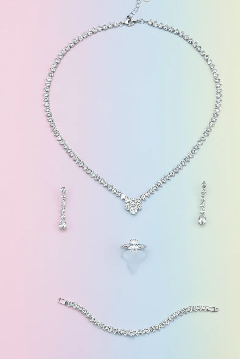 Clover Crystal Pendant Jewelry Set