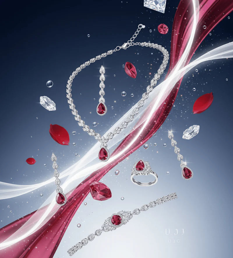 Crimson Teardrop Jewelry Set