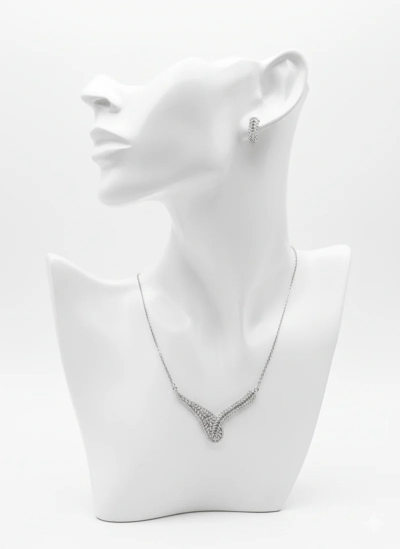 Curved Leaf Crystal Jewelry Set