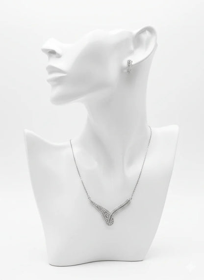 Curved Leaf Crystal Jewelry Set