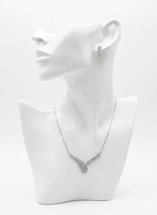 Curved Leaf Crystal Jewelry Set