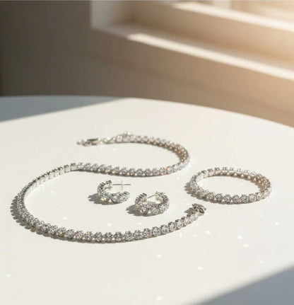 Round Cut Diamond-Style Crystal Jewelry Set