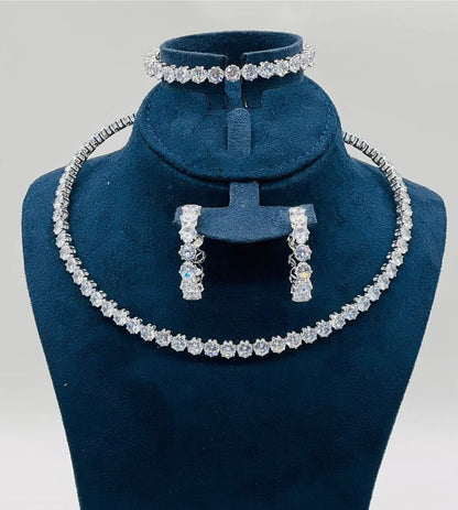 Round Cut Diamond-Style Crystal Jewelry Set
